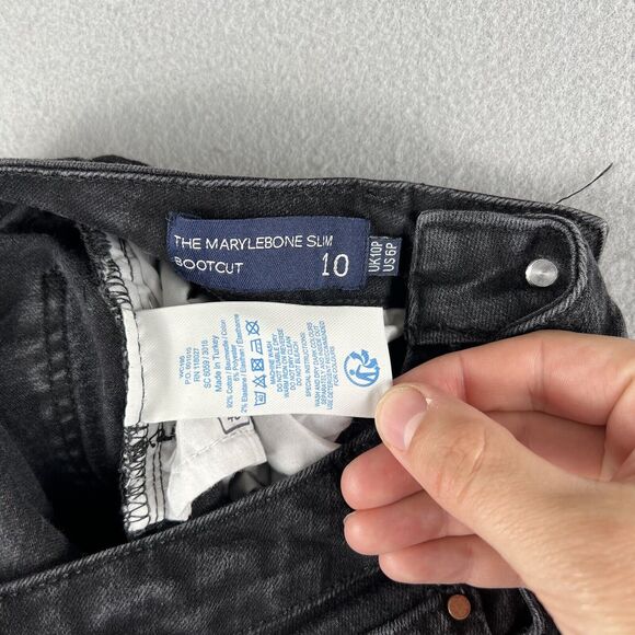 Boden Jeans Womens 10 Black Denim The Marylebone Slim Boot Cut Mid Rise - Picture 8 of 11